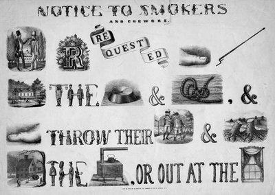 Notice to smokers and chewers, published by N. Currier, New York, c.1840-50 by Nathaniel Currier